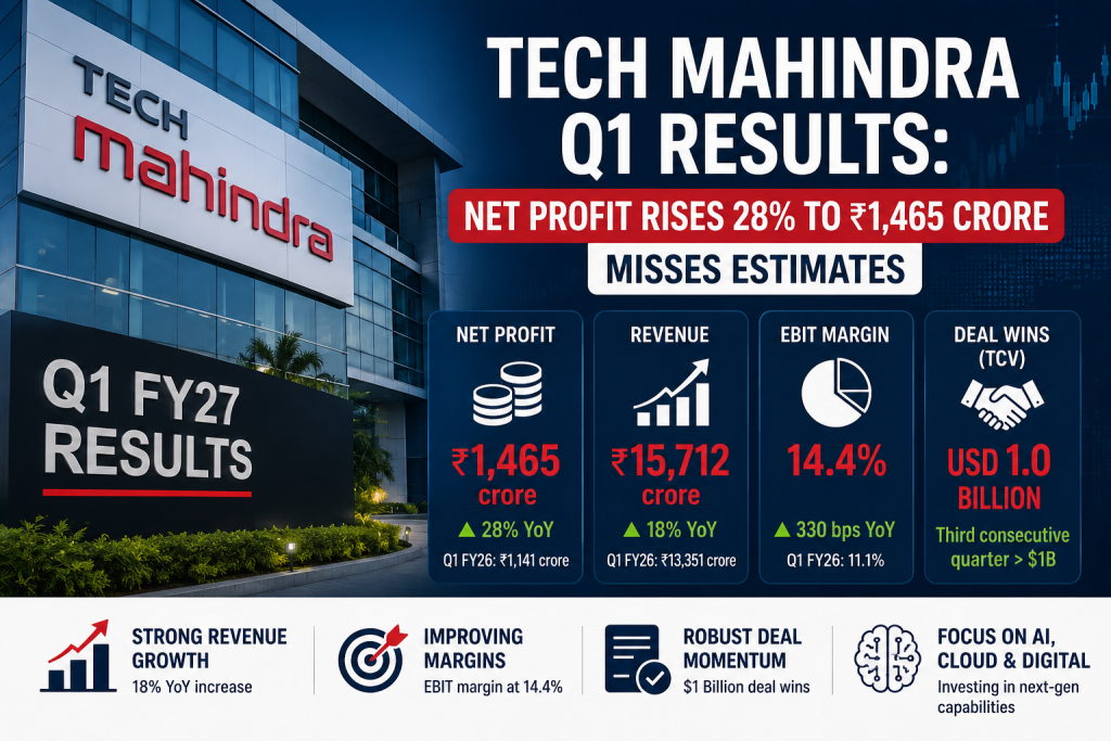 Tech Mahindra Q1 Profit Rises 28% to ₹1,465 Crore Despite Missing Street Estimates